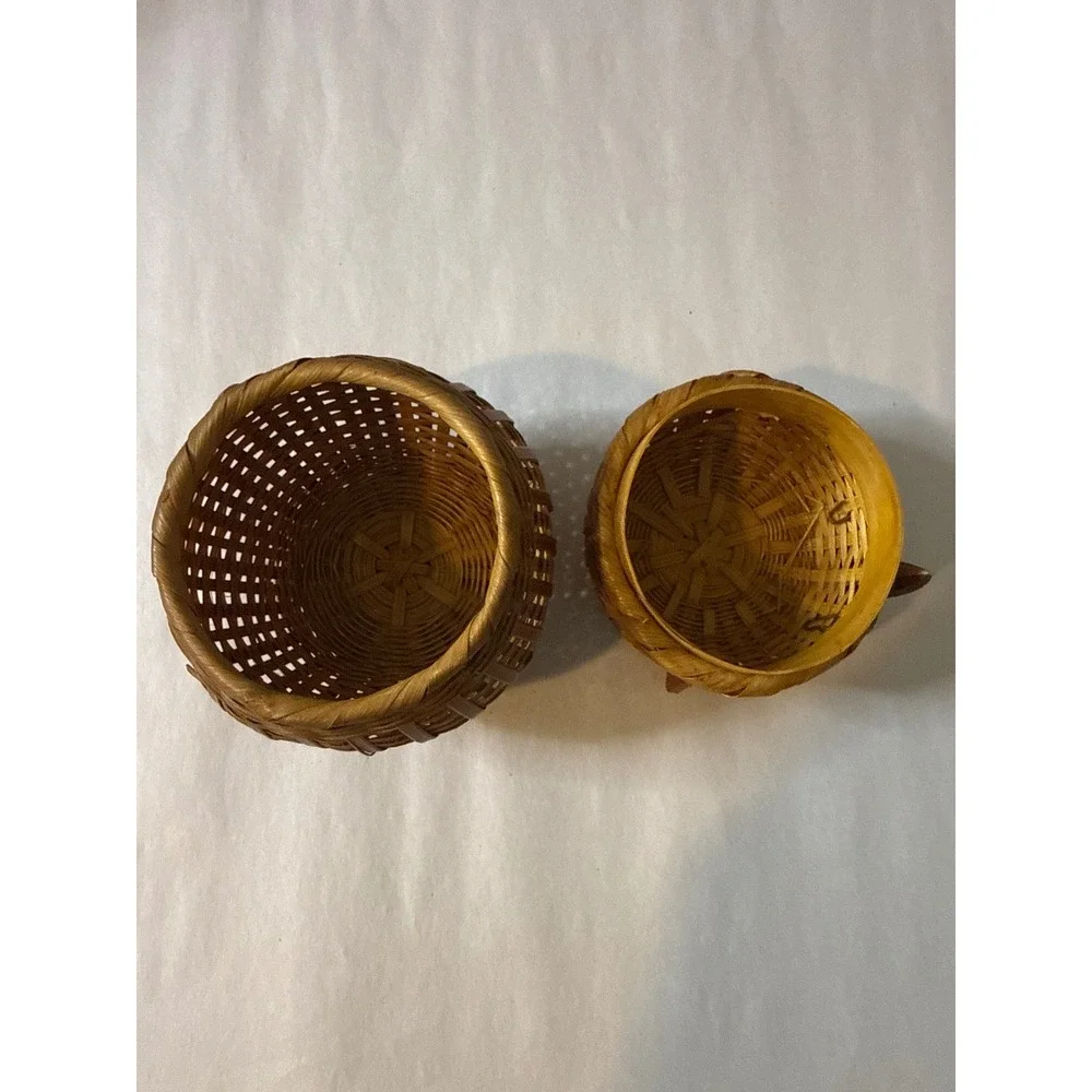 Vintage Mini Wicker Owl Basket Trinket Box 4